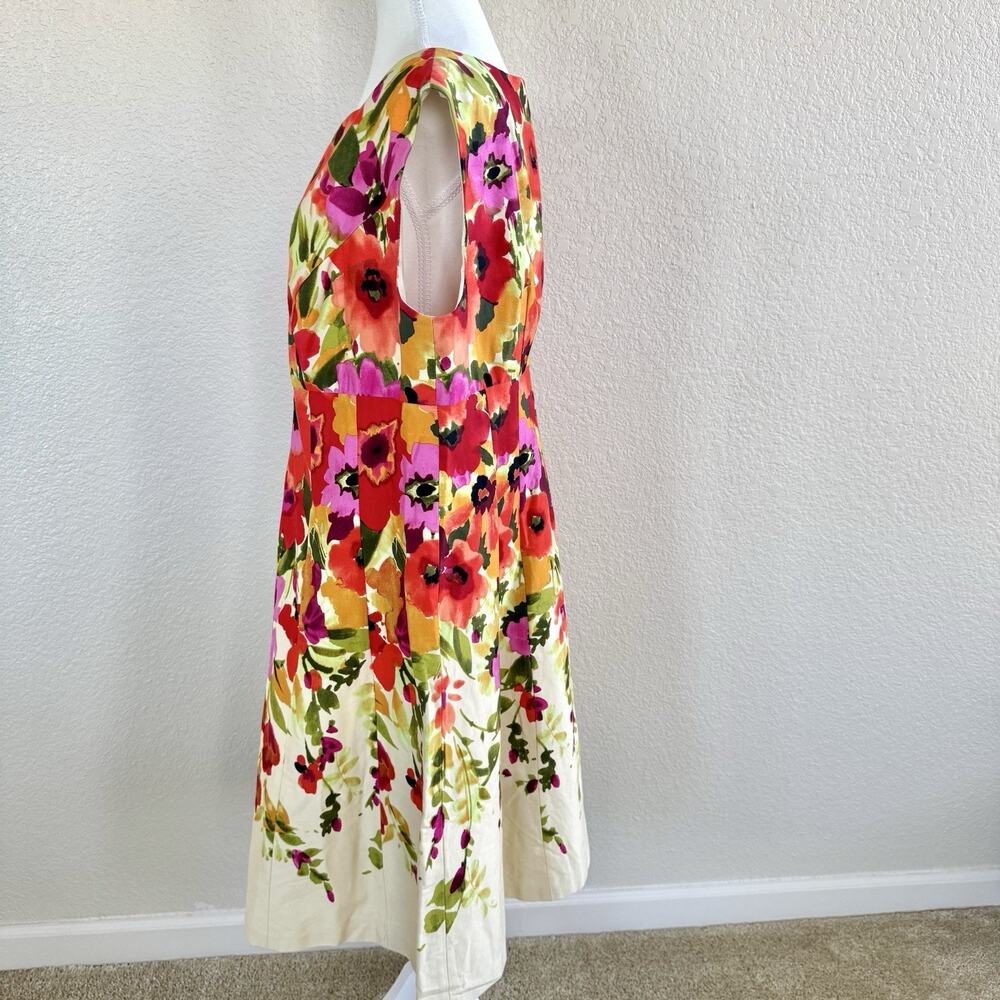 ELIZA J Sz 14 W Womens A-line Floral Pink Orange Sleeveless Summer Spring Dress - Picture 9 of 14
